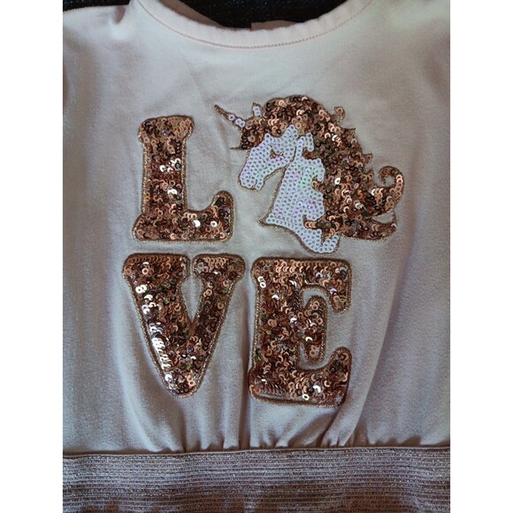 Dress 2T Girls Btween Peachy Pink Sequence Love Unicorn Ballerina - Picture 2 of 8